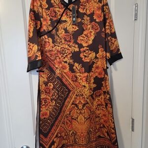 Autumn Floral Long Sleeve Dress Tunic
